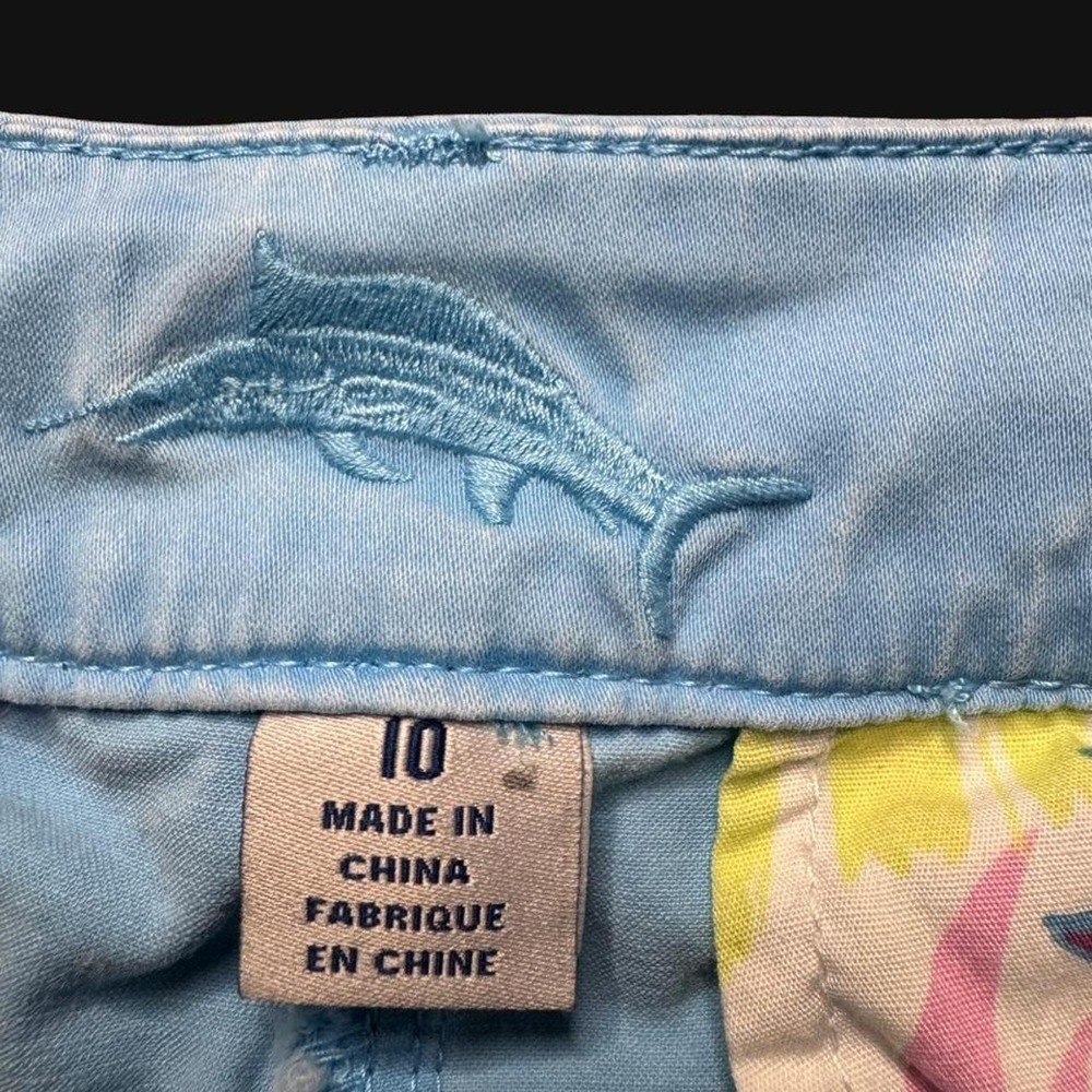 Tommy Bahama Womens Light Blue Chino Shorts Marlin Logo Size 10 Tropical Lining - Picture 3 of 4